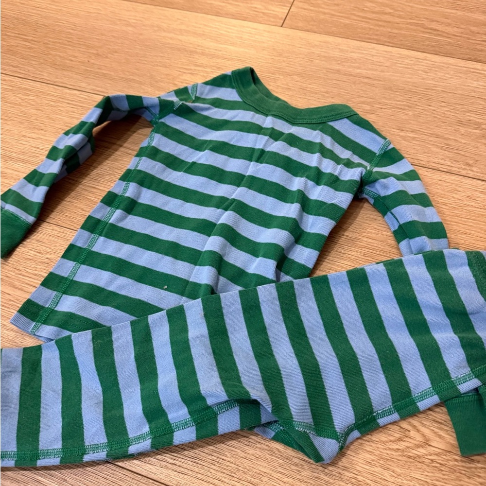Hanna Andersson Green and Blue Striped Pajama Top